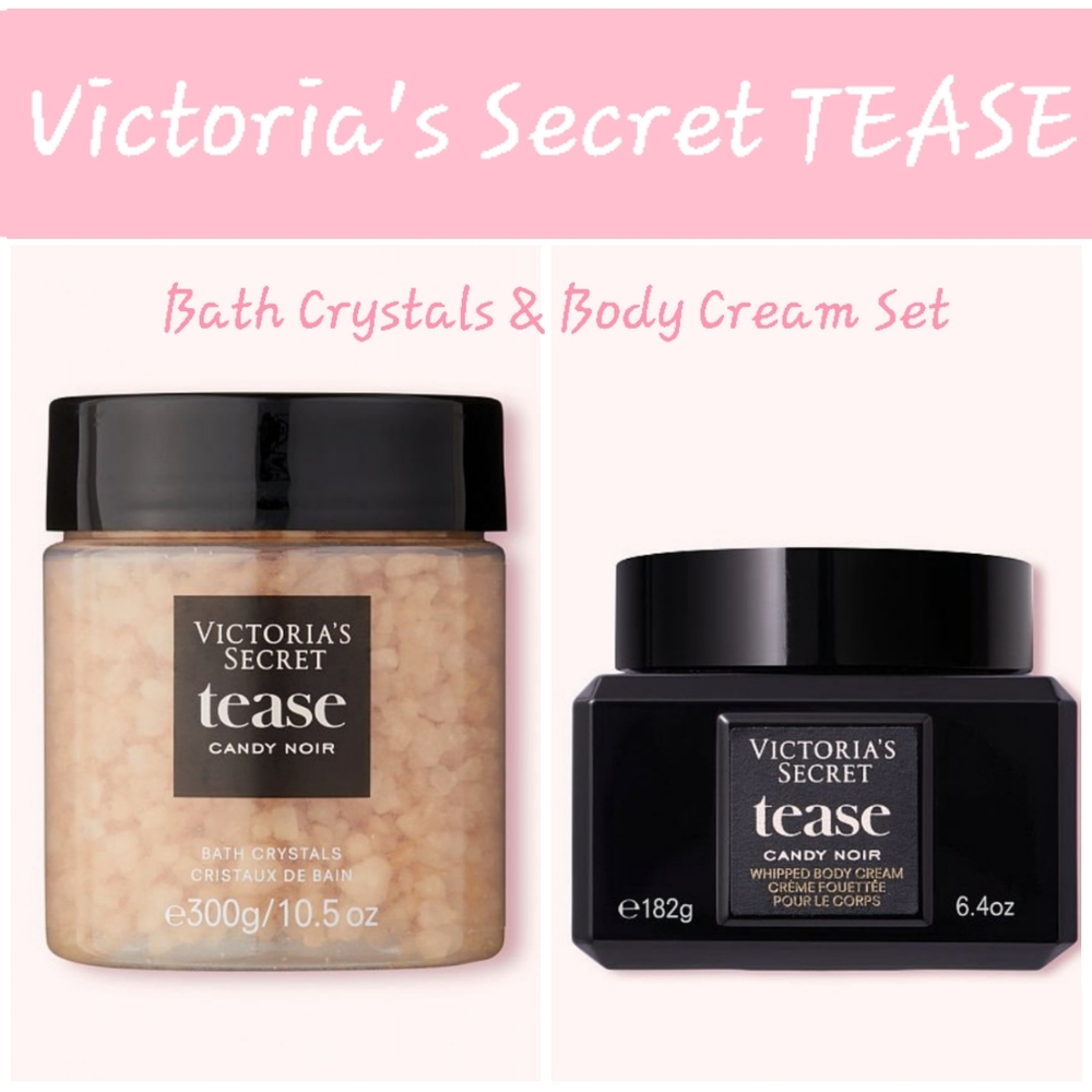 🔥FIRE 50% OFF SALE 🔥🛁🧴 NWT‼️ VS TEASE Set of Bath Crystals & Body Cream